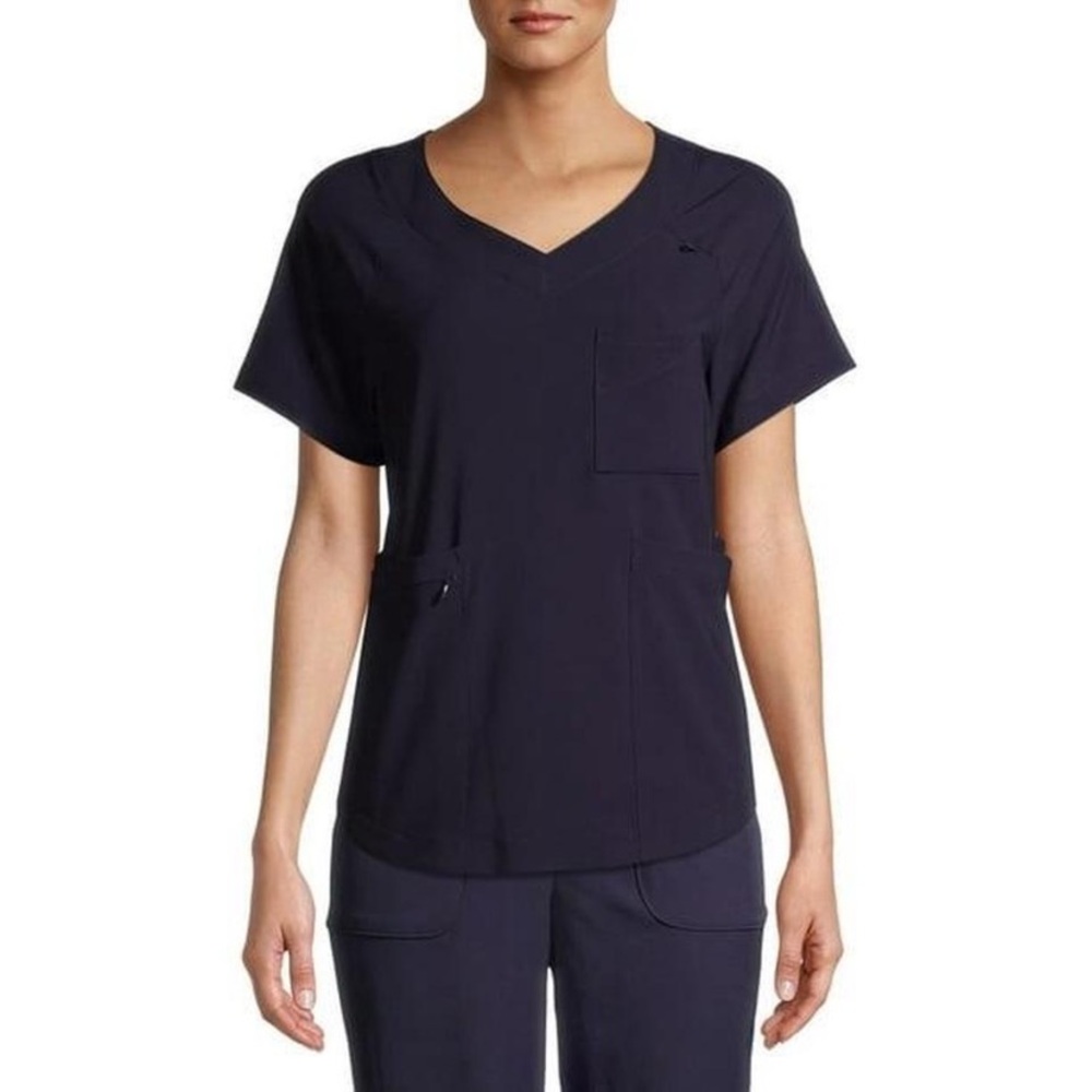 Climate Right Cuddl Duds Women’s Navy 6 Pocket Scrub Women’s RN Top Size Medium